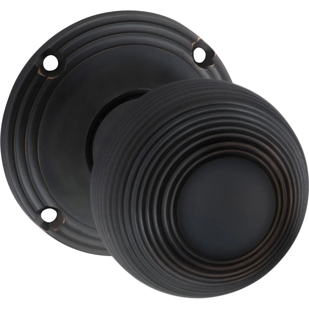 Reeded Mortice Knob - Round Rose