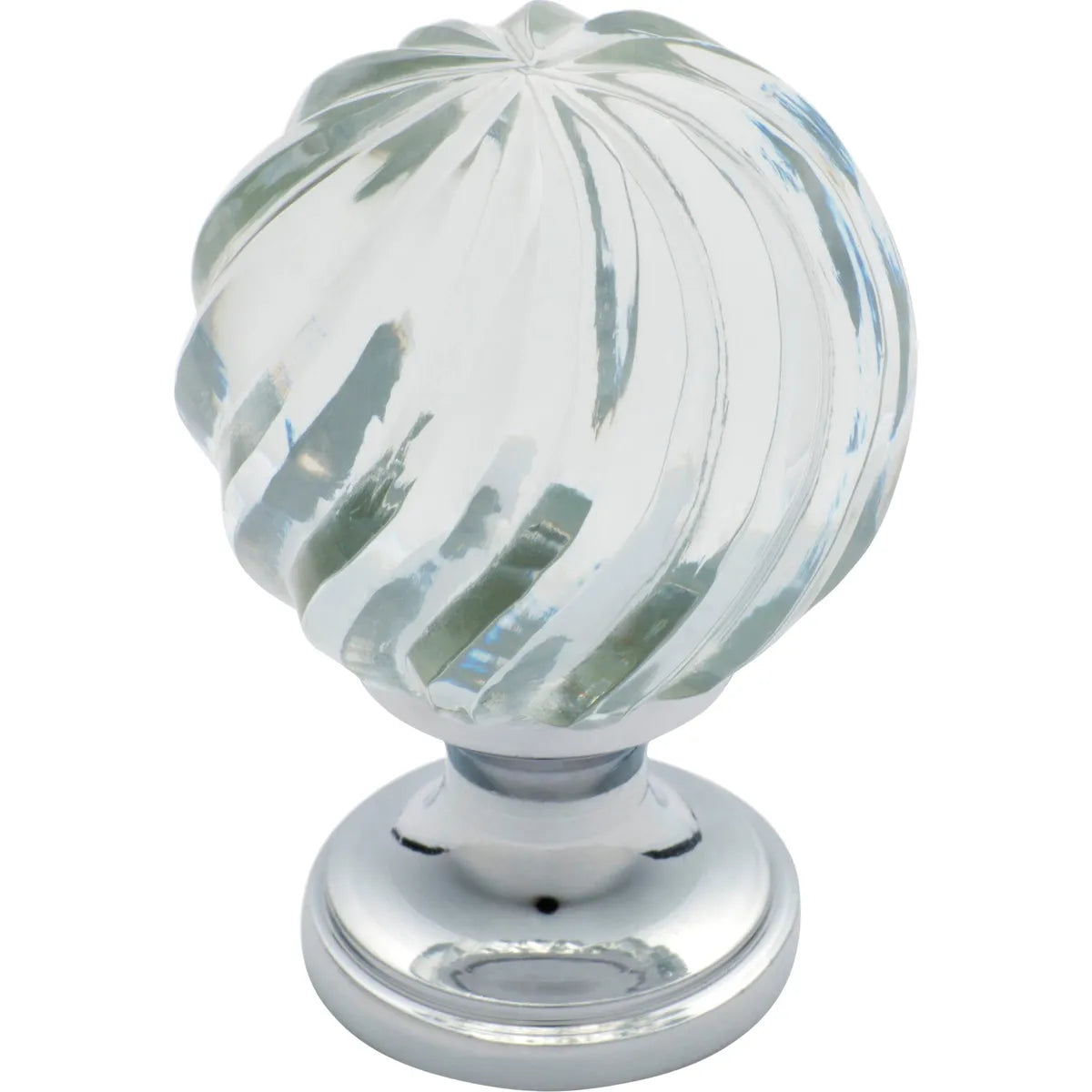 Fluted Swirl Glass Cupboard Knob