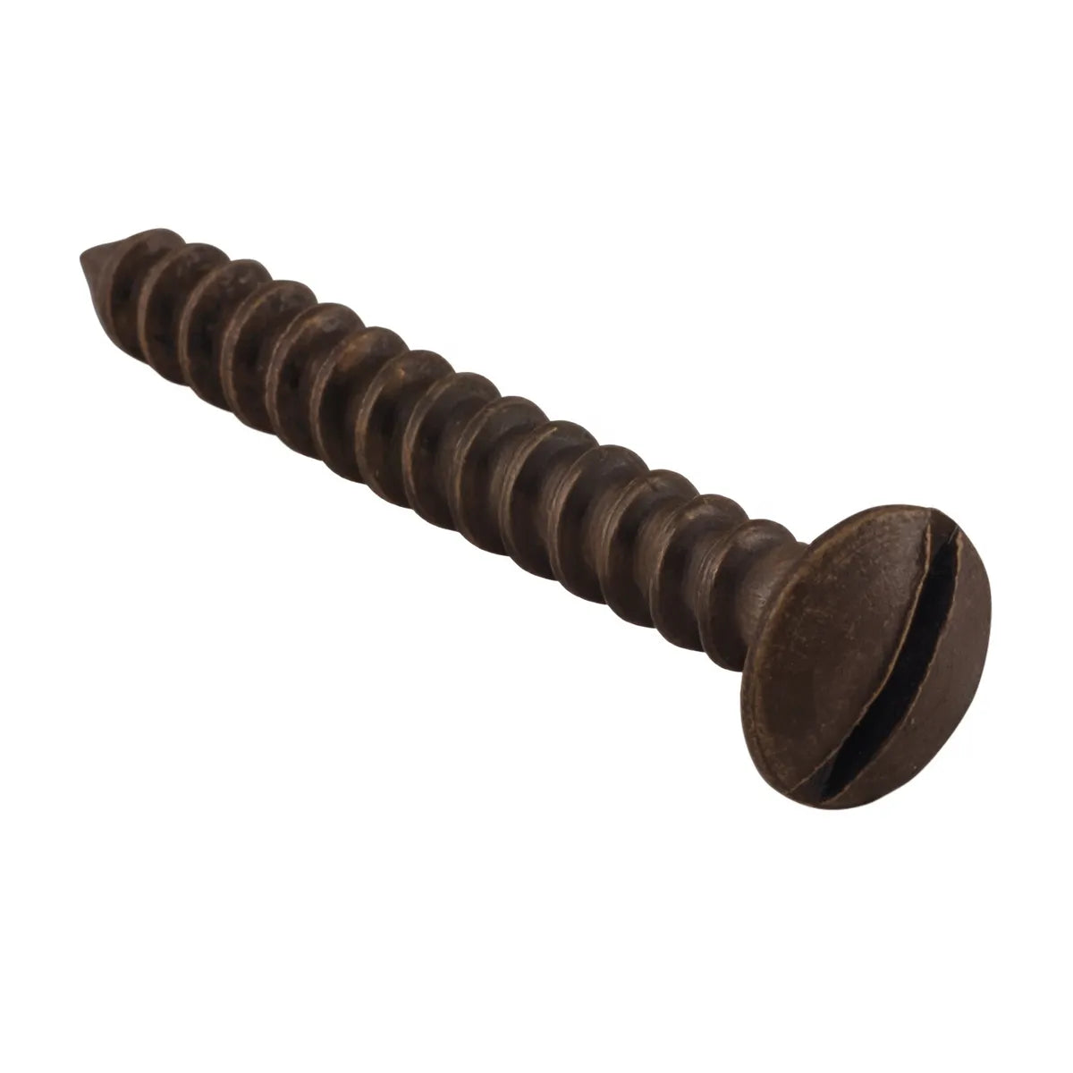 Slot Head Raised Countersunk Screw - Solid Brass L25mm 6 Gauge