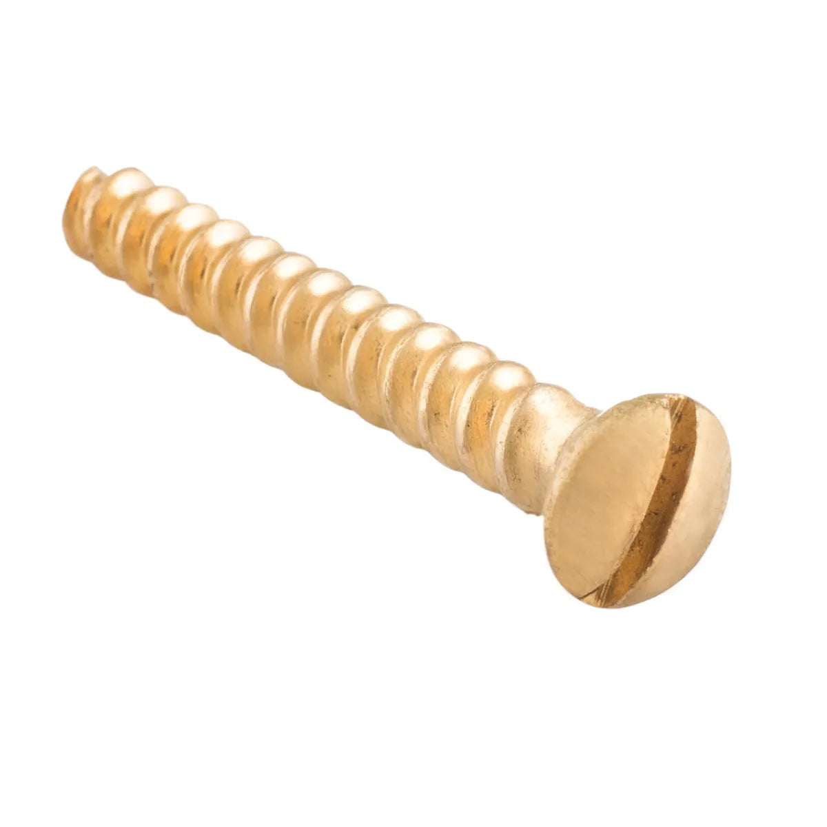 Slot Head Raised Countersunk Screw - Solid Brass L25mm 6 Gauge