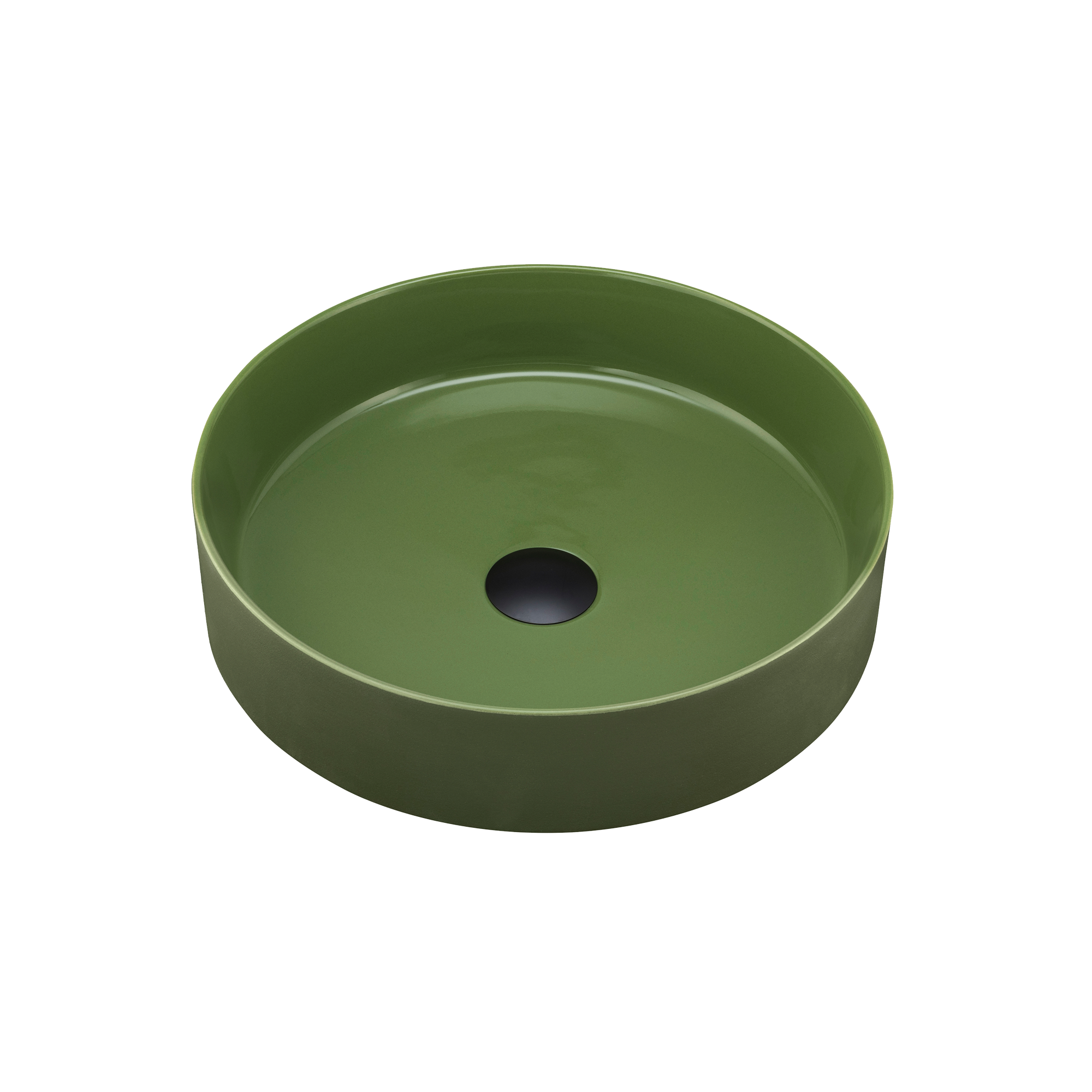 Terzofoco Olive Green Short Circular Counter Top Basin
