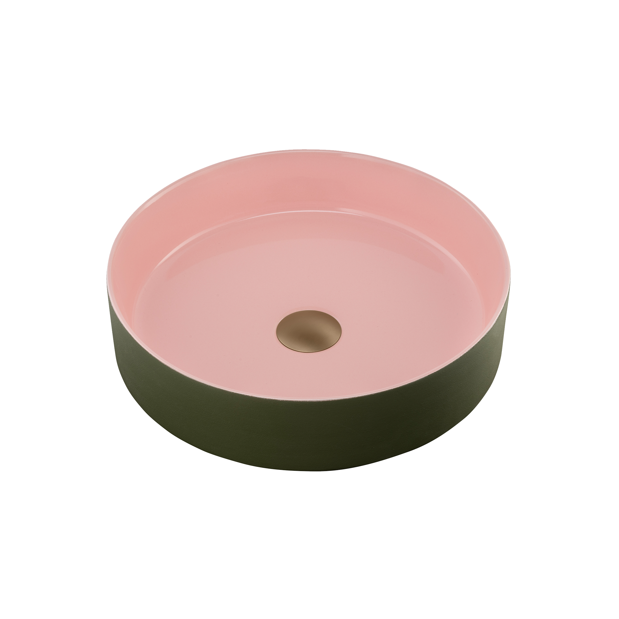 Terzofoco Olive and Salmon Short Circular Counter Top Basin