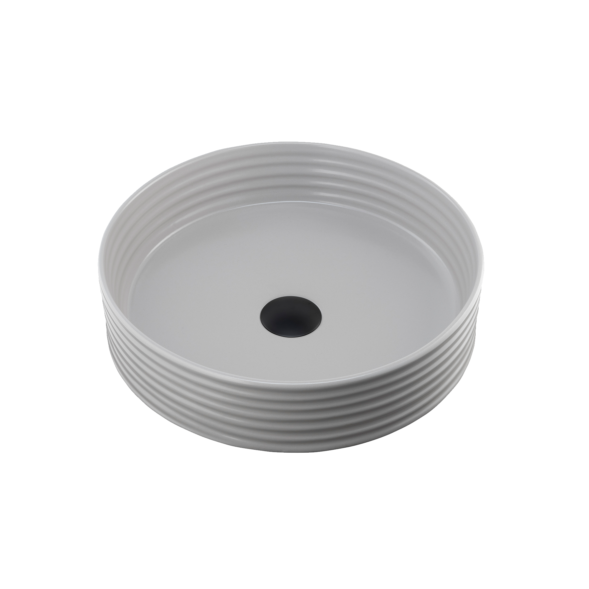 Terzofoco Grey Ribbed Short Circular Counter Top Basin