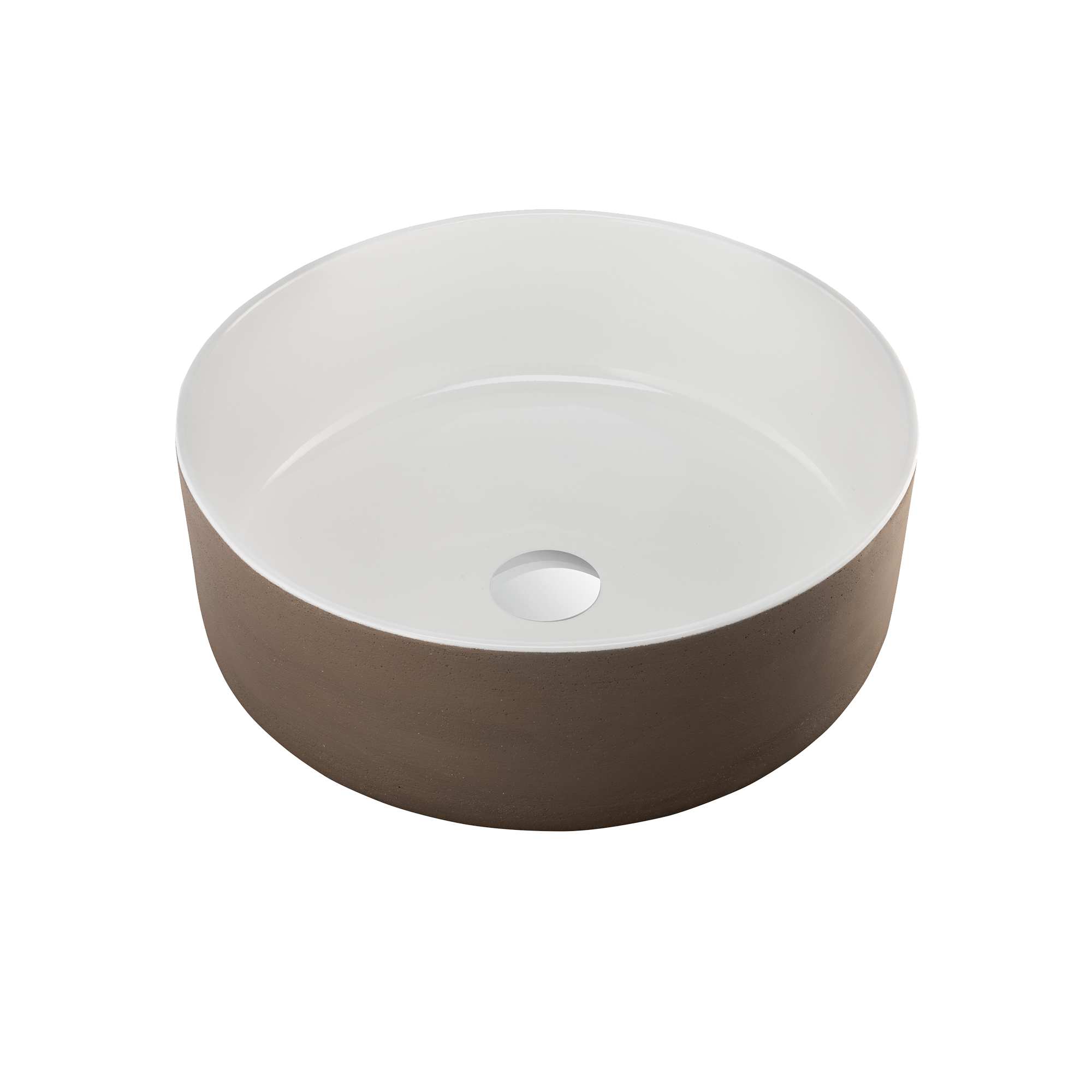 Terzofoco Natural Earth and White Circular Counter Top Basin