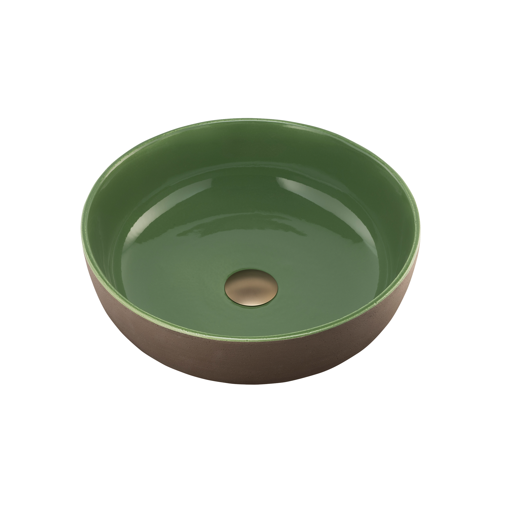 Terzofoco Natural Earth and Sage Green Curved Counter Top Basin