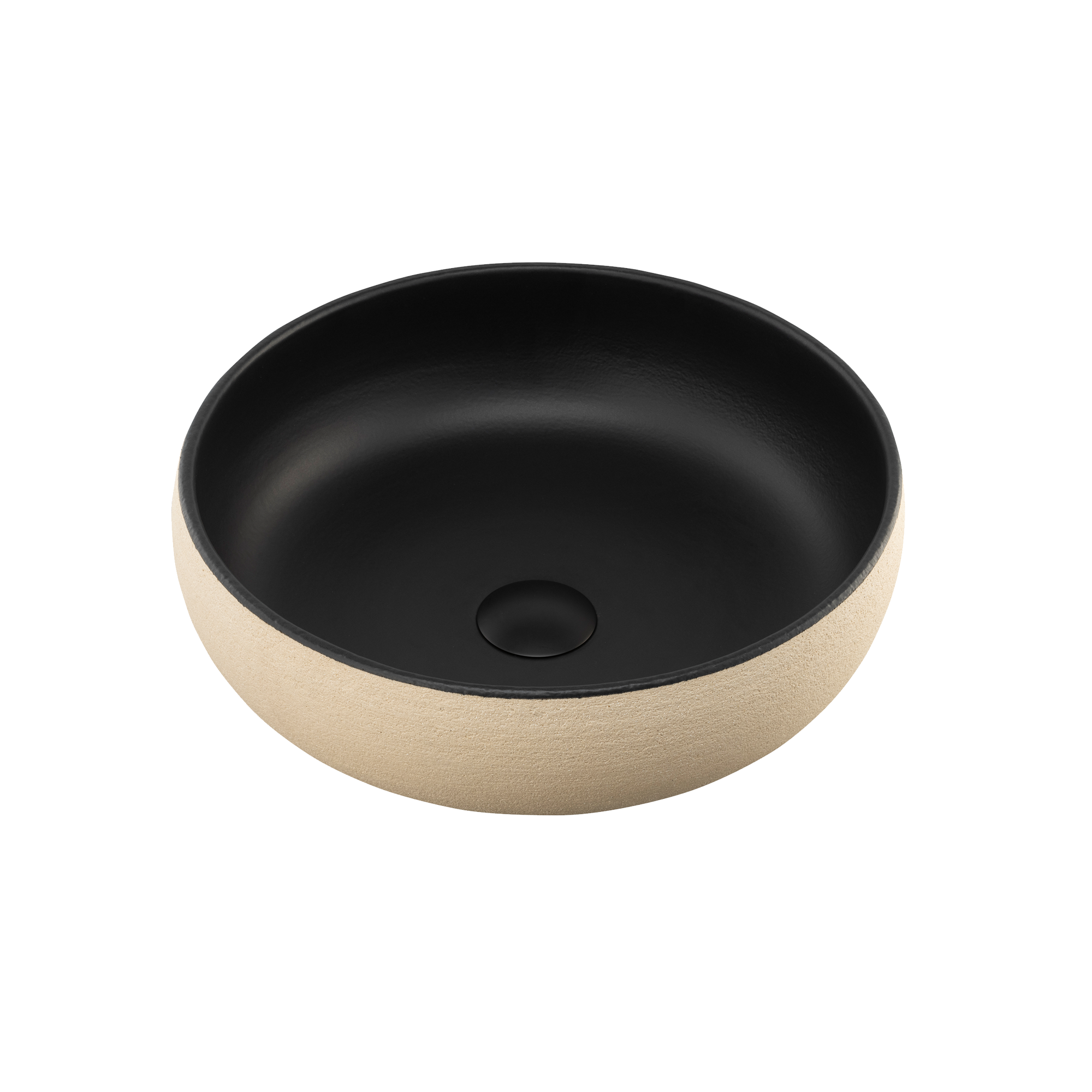 Terzofoco Light Earth and Matte Black Curved Counter Top Basin