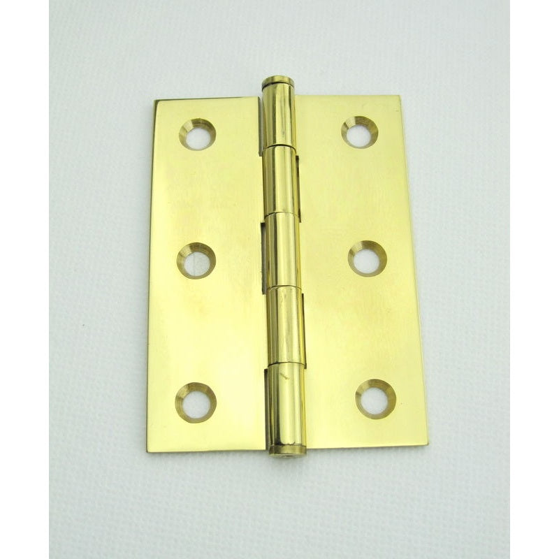 Button Tipped Brass Hinge 85x60x2.0mm Polished Brass Loose Pin