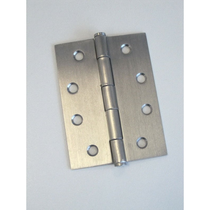 Button Tipped Hinge 100x75x1.5mm Satin Stainless 304 Fixed Pin & Loose Pin