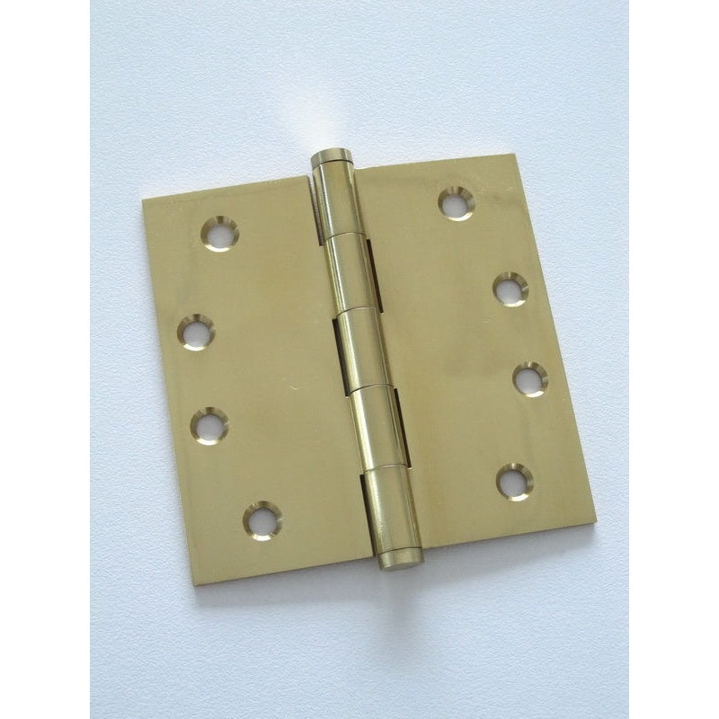 Button Tipped Hinge 100x100x2.5mm Solid Polished Brass Fixed Pin & Loose Pin