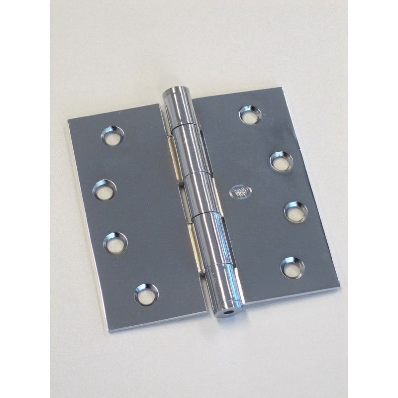 Button Tipped Hinge 100x100x2.5mm Polished Chrome Fixed Pin & Loose Pin