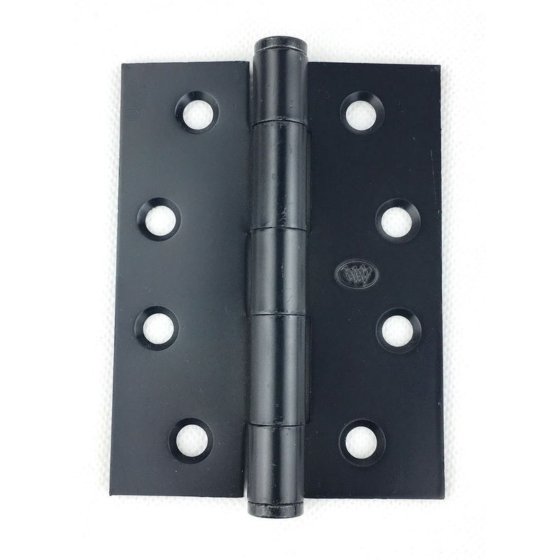 Button Tipped Hinge 100x75x2.5mm Matt Black Fixed Pin