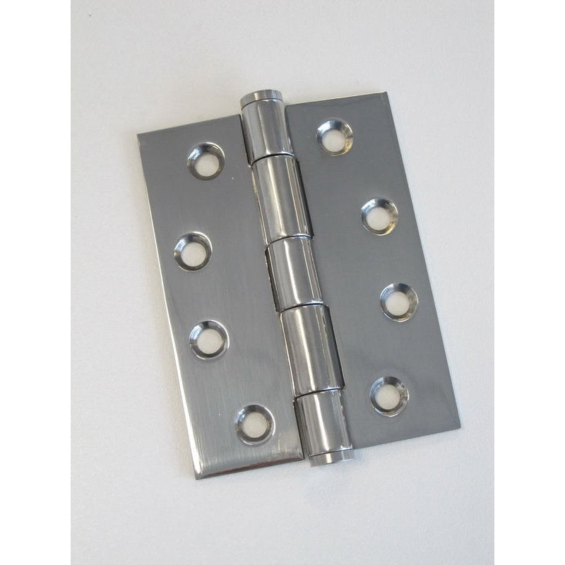 Button Tipped Hinge 100x75x2.5mm Polished Stainless 304 Fixed Pin & Loose Pin