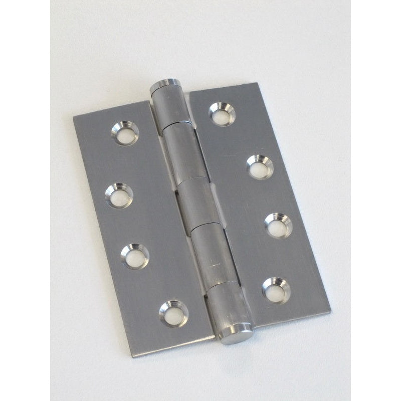 Button Tipped Hinge 100x75x2.5mm Satin Stainless 304 Fixed Pin & Loose Pin