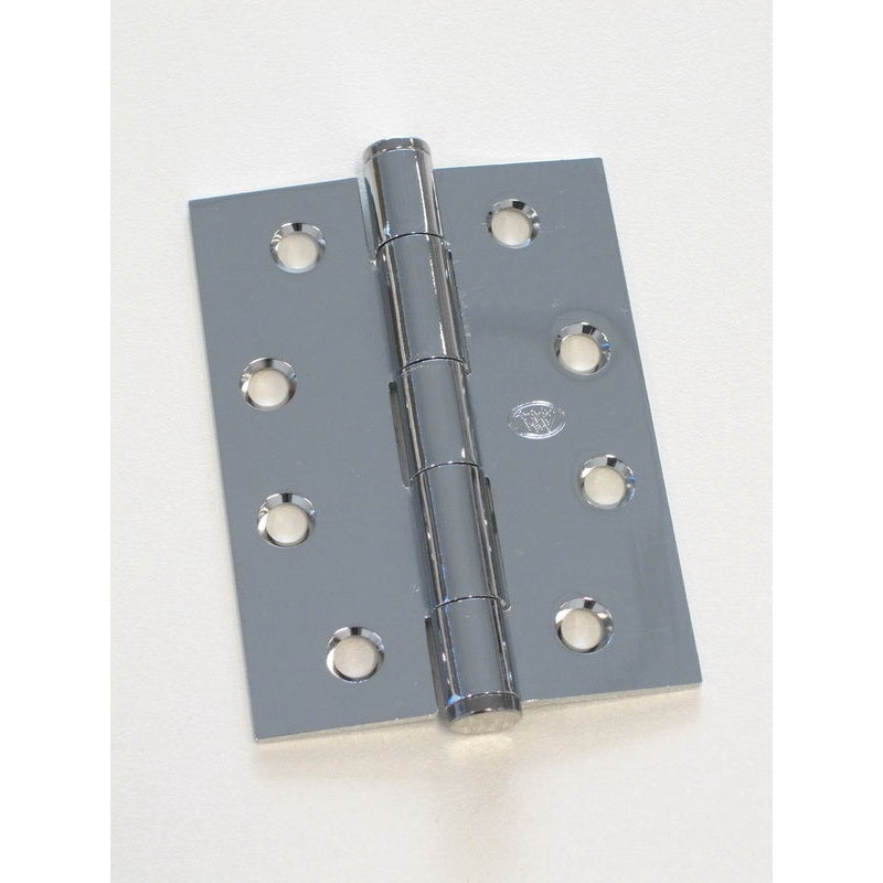 Button Tipped Hinge 100x75x2.5mm Polished Chrome Fixed Pin & Loose Pin