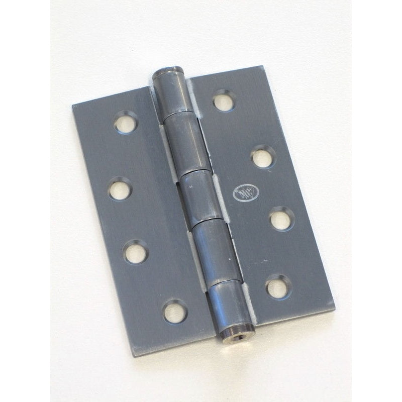 Button Tipped Hinge 100x75x2.5mm Satin Chrome Fixed Pin & Loose Pin