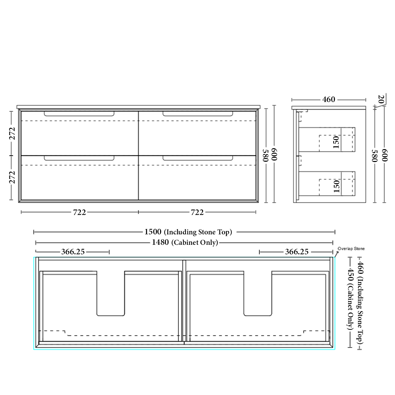 Elwood 1500mm Wall Hung Vanity
