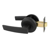 Neue Angular Round Rose Privacy Lever Set in Matte Black