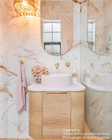 Bondi 600mm Natural Oak Wall Hung Curve Vanity (12TH & NTH Only) - front view