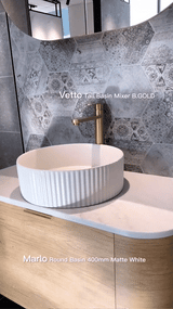 Bondi 900mm Natural Oak Wall Hung Curve Vanity - front view