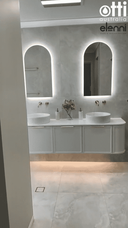 Hampshire 1800mm Satin White Wall Hung Curve Vanity - front view