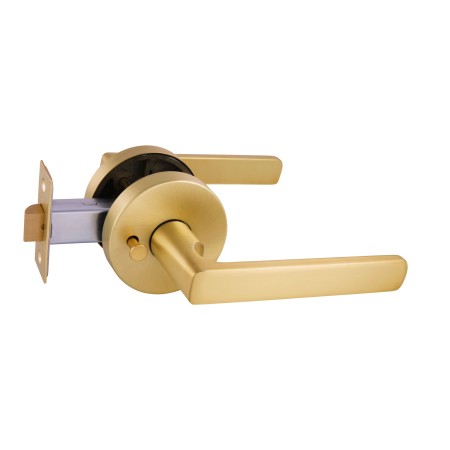 Avant with QuickFix Rivera Privacy Lever Set with Latch in Satin Brass