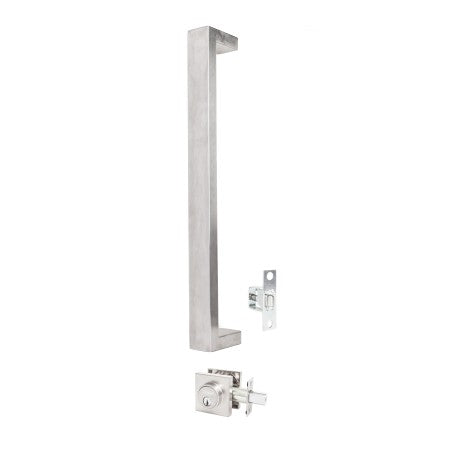 Oblong 450mm Pull Handle Entrance Set with Deadbolt in Stainless Steel