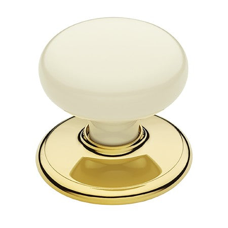Classic Series Warm White Passage Knob Set in Bright Goldtone