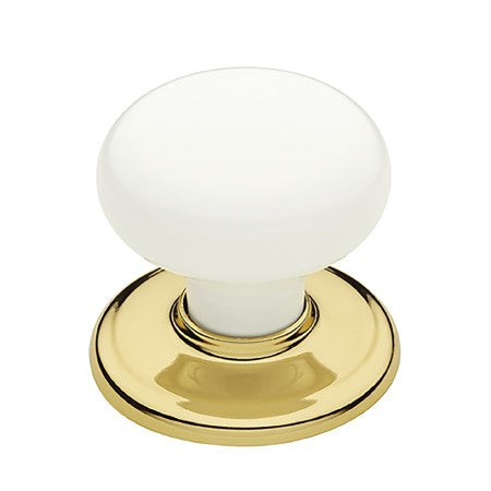 Classic Series White Wardrobe Knob in Bright Goldtone