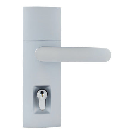 Trilock Contemporary Contour Double Cylinder Entrance Lever Set in Satin Chrome