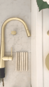 Dune - 80mm Brushed Brass Handle (Premium Solid Brass Construction) - front view