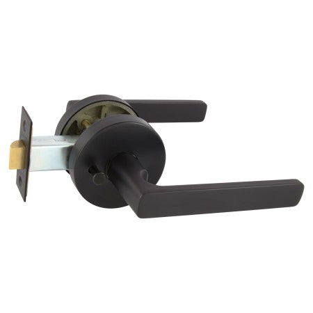 Avant with QuickFix Rivera Privacy Lever Set with Latch in Matte Black with Latch