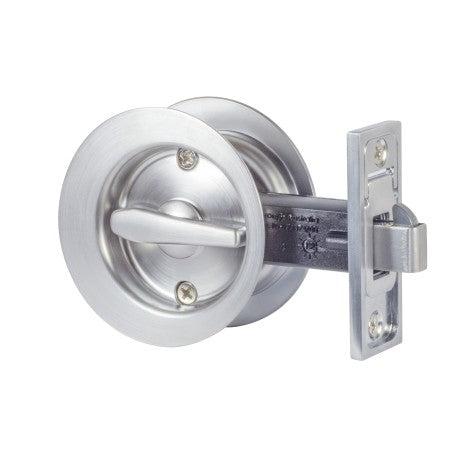 Circular Privacy Sliding Cavity Set in Brushed Satin Chrome