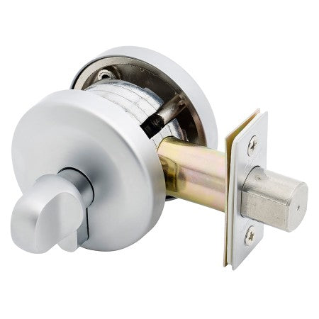Neue Smooth Round Single Cylinder Deadbolt in Satin Chrome