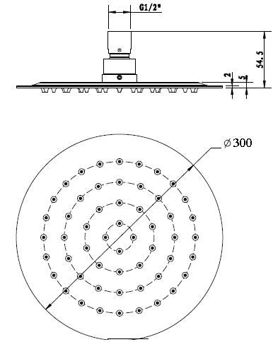 Vetto Shower Head Stainless Steel Round 300mm Chrome