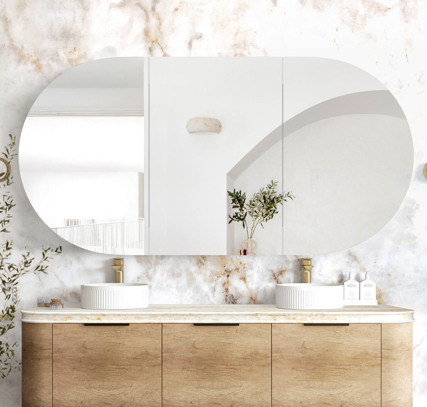 Bondi 1800x900 Natural Oak Shaving Cabinet