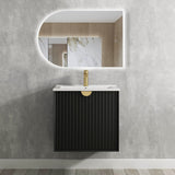 Marlo Fluted 600mm Matte Black Wall Hung Vanity