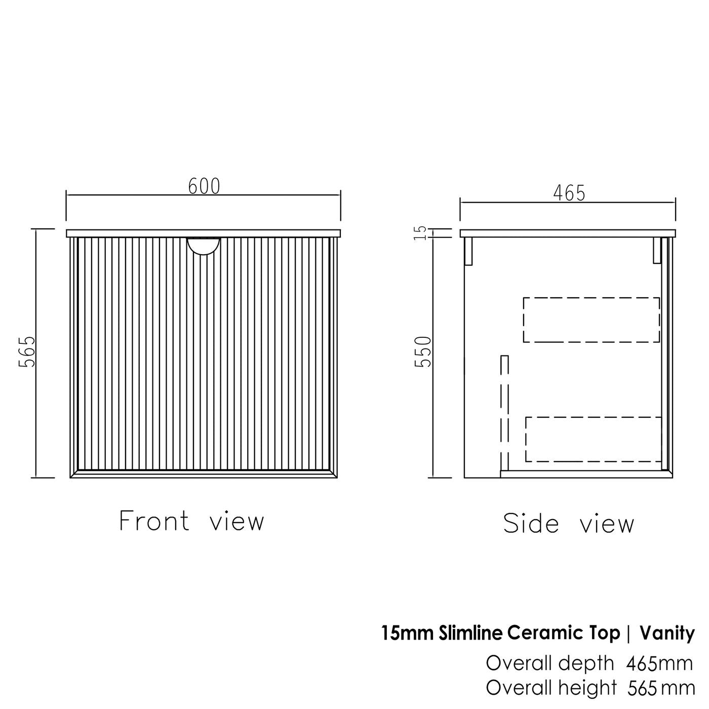 Marlo Fluted 600mm Matte Black Wall Hung Vanity