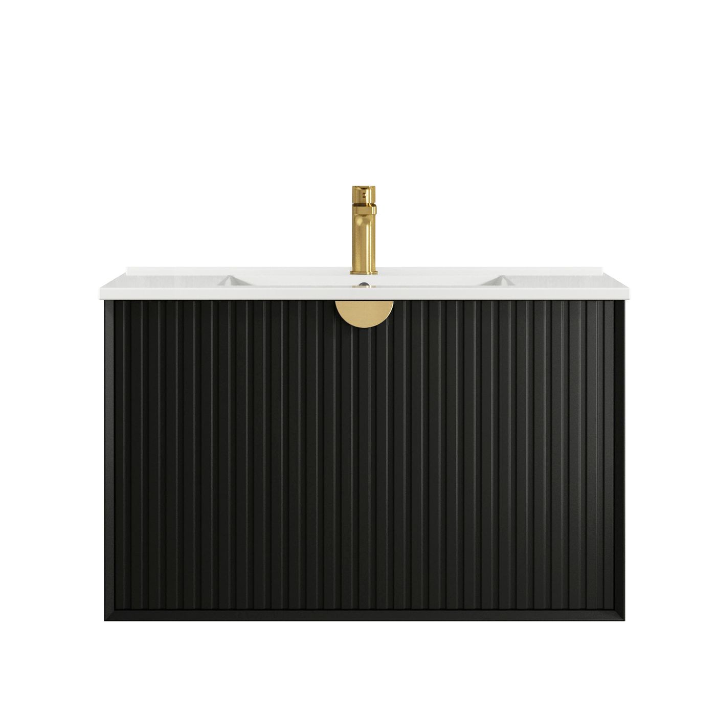 Marlo Fluted 900mm Matte Black Wall Hung Vanity
