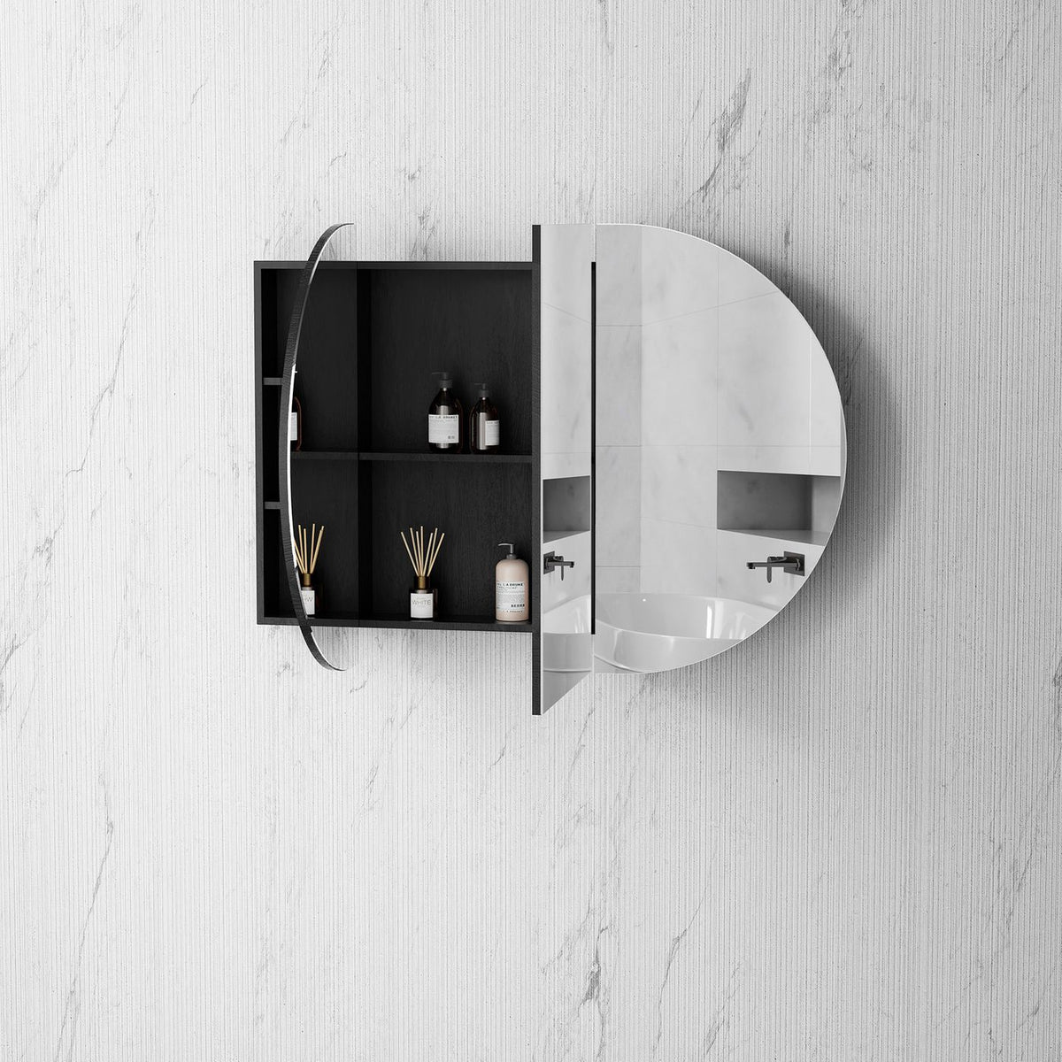 Bondi 1200x750 Black Oak Shaving Cabinet - front view