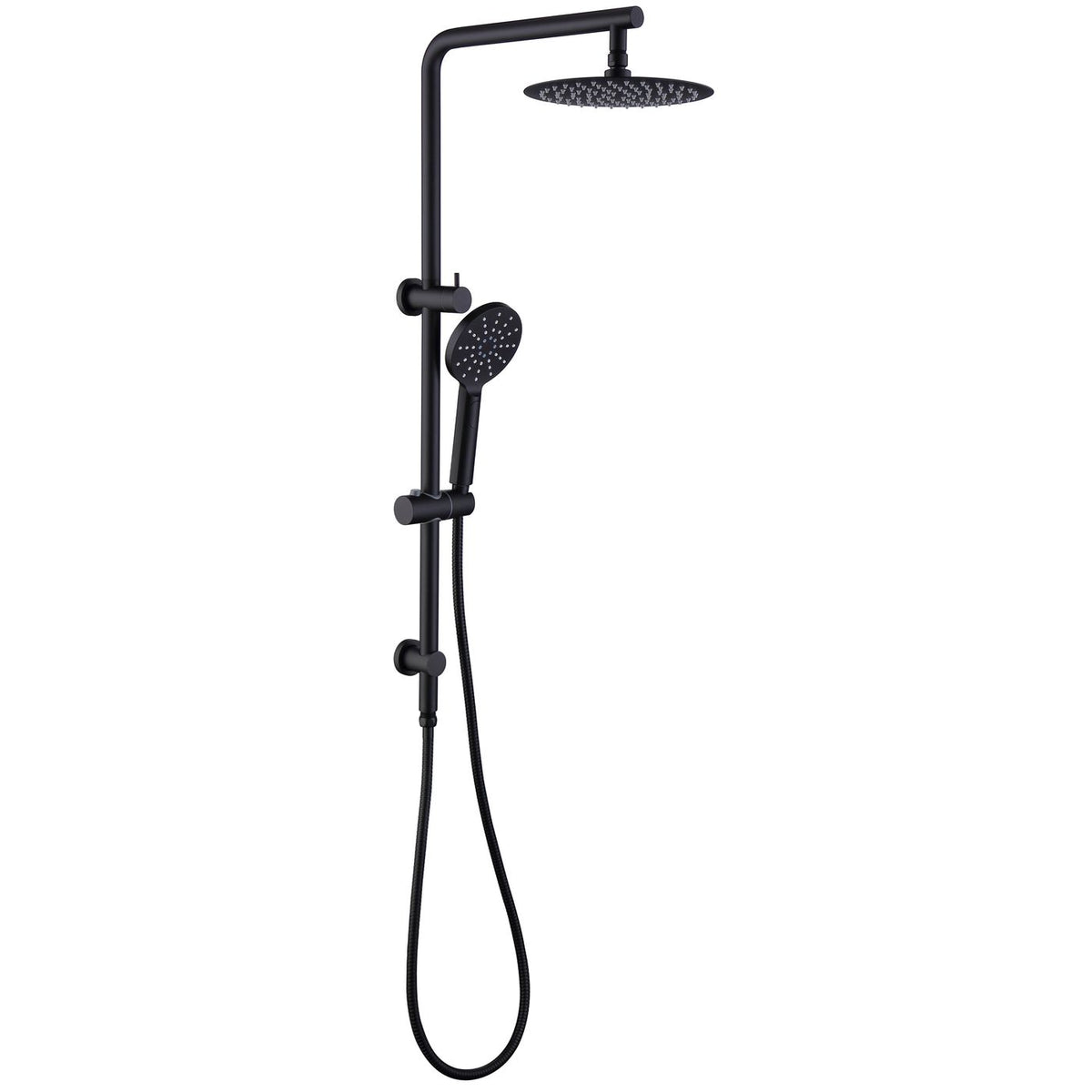 Vetto Twin Shower Combo Top Inlet Matte Black - front view