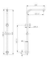 Vetto Twin Shower Combo Top Inlet Matte Black - rear mounting detail