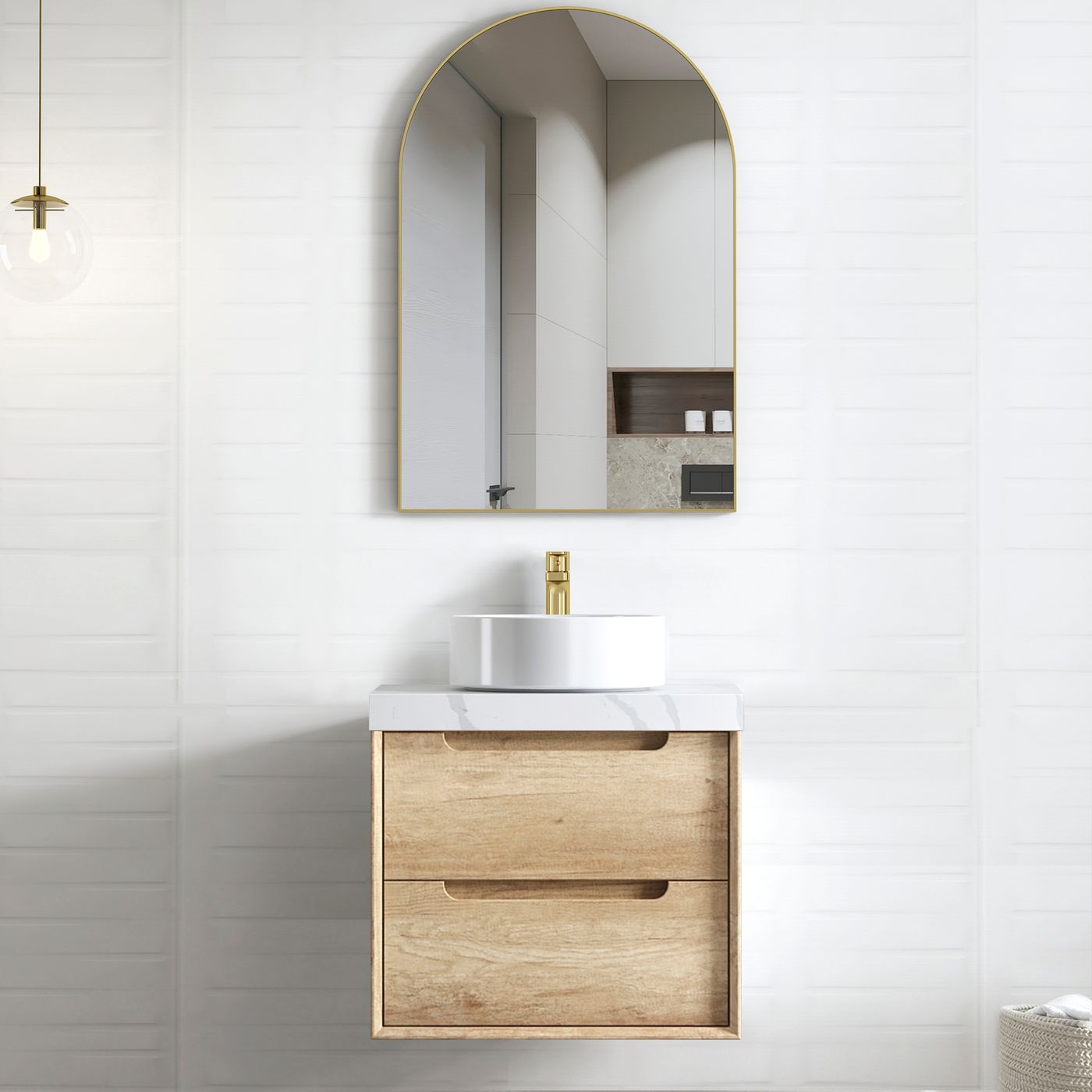 Byron 600mm Natural Oak Wall Hung Vanity