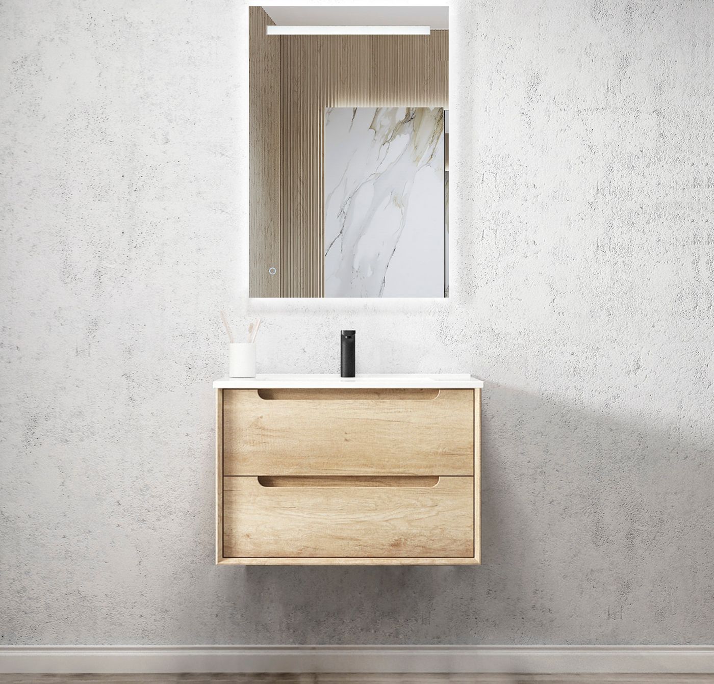 Byron 750mm Natural Oak Wall Hung Vanity