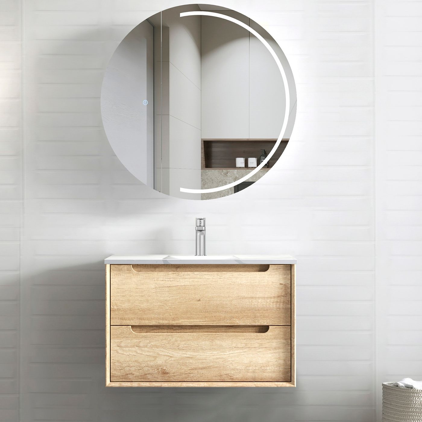 Byron 750mm Natural Oak Wall Hung Vanity
