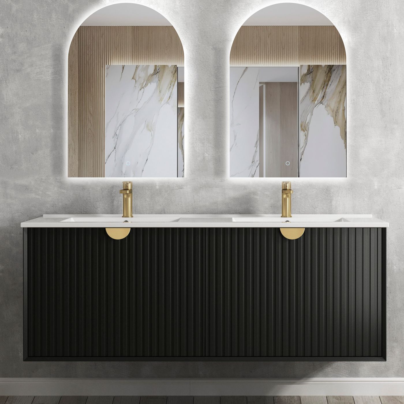 Marlo Fluted 1500mm Matte Black Wall Hung Vanity