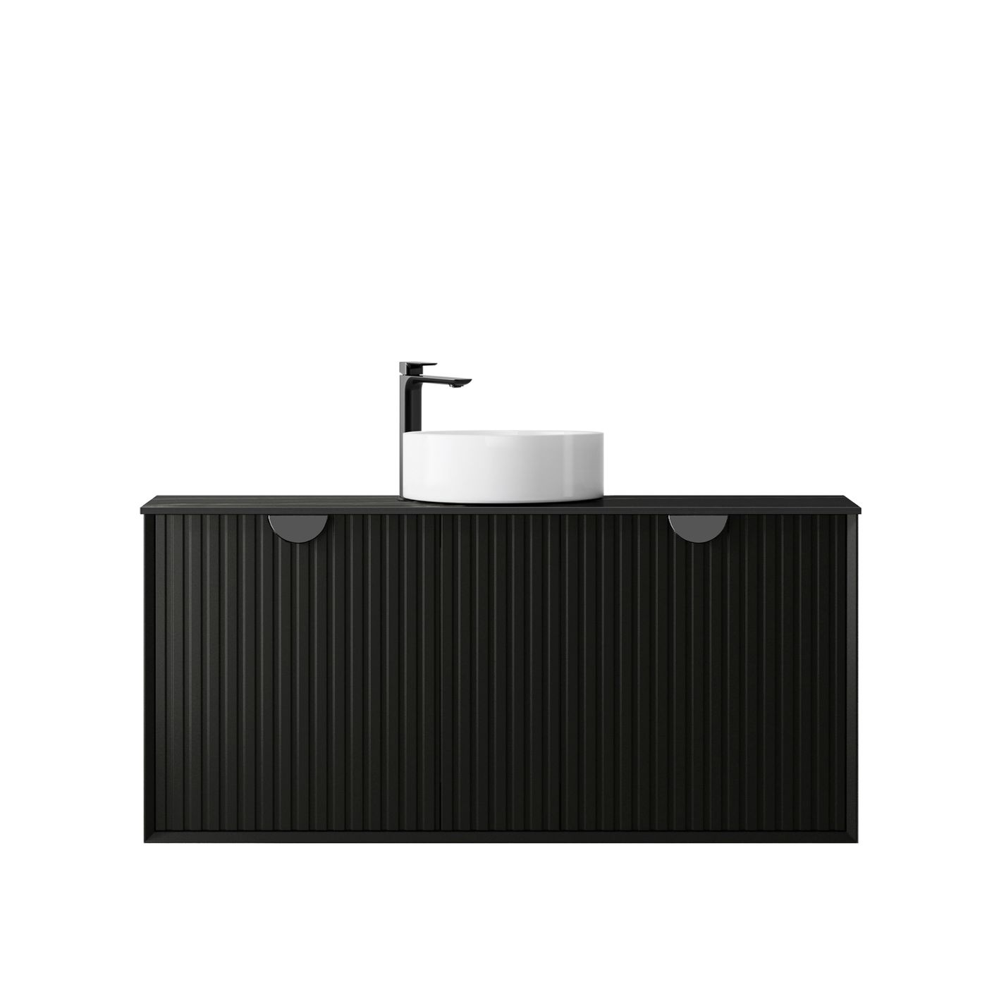 Marlo Fluted 1200mm Matte Black Wall Hung Vanity