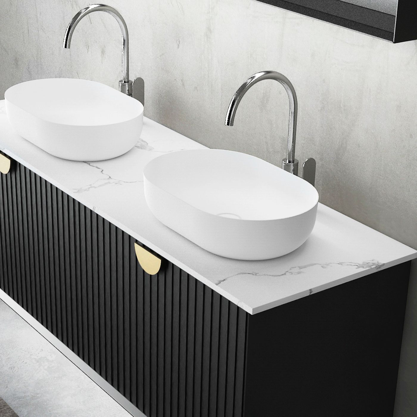 Marlo Fluted 1500mm Matte Black Wall Hung Vanity