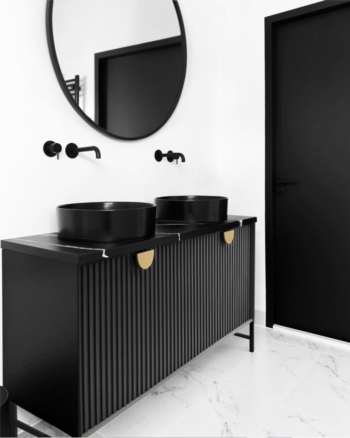 Marlo Fluted 1500mm Matte Black Wall Hung Vanity