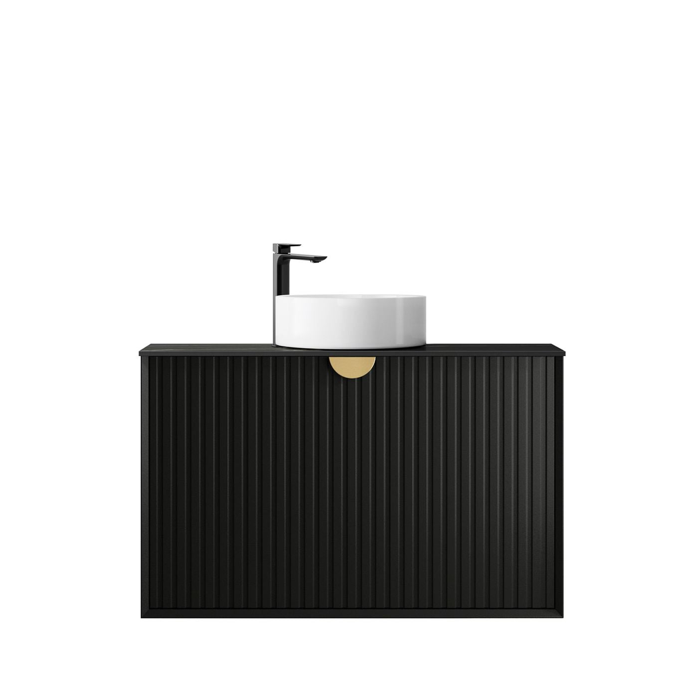 Marlo Fluted 900mm Matte Black Wall Hung Vanity
