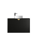 Marlo Fluted 900mm Matte Black Wall Hung Vanity
